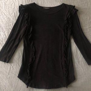 Banana Republic Black Long Sleeve Ruffle Shirt